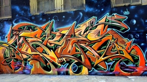 meres wild style graffiti mural at 5pointz
